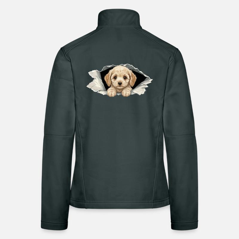 Cockapoo Spieur Mignon, papier déchiré par un Goldendoodle Veste en tissu softshell Femme