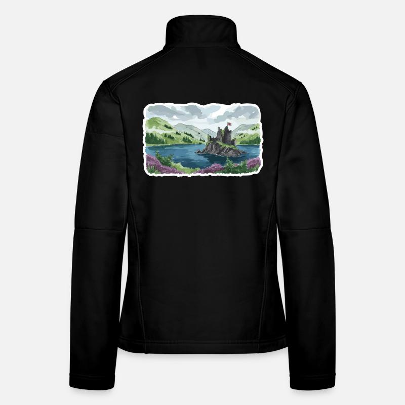 Highlands écossais, château d’Eilean Donan, art du lac Veste en tissu softshell Femme