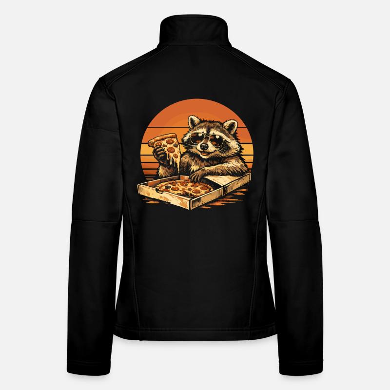 Waschbär isst Pizza Lustig Geschenkidee Frauen Softshelljacke