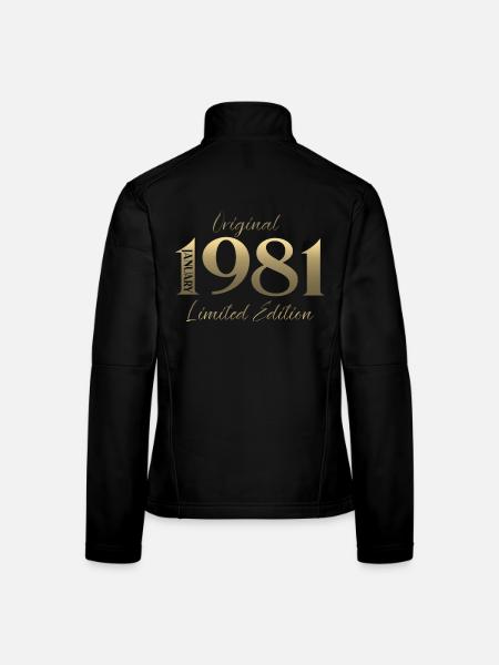 45th Birthday Original January 1981 - Women's Softshell Jacket - black - Back