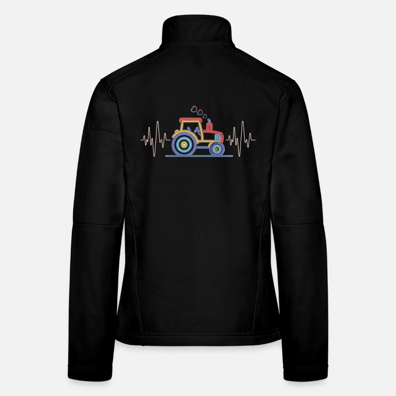 Herzschlag Traktor - Landwirt EKG Landwirtschaft - Frauen Softshelljacke - Schwarz