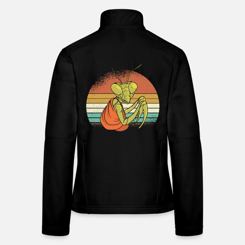 Mantis dans un coucher de soleil rétro Veste en tissu softshell Femme
