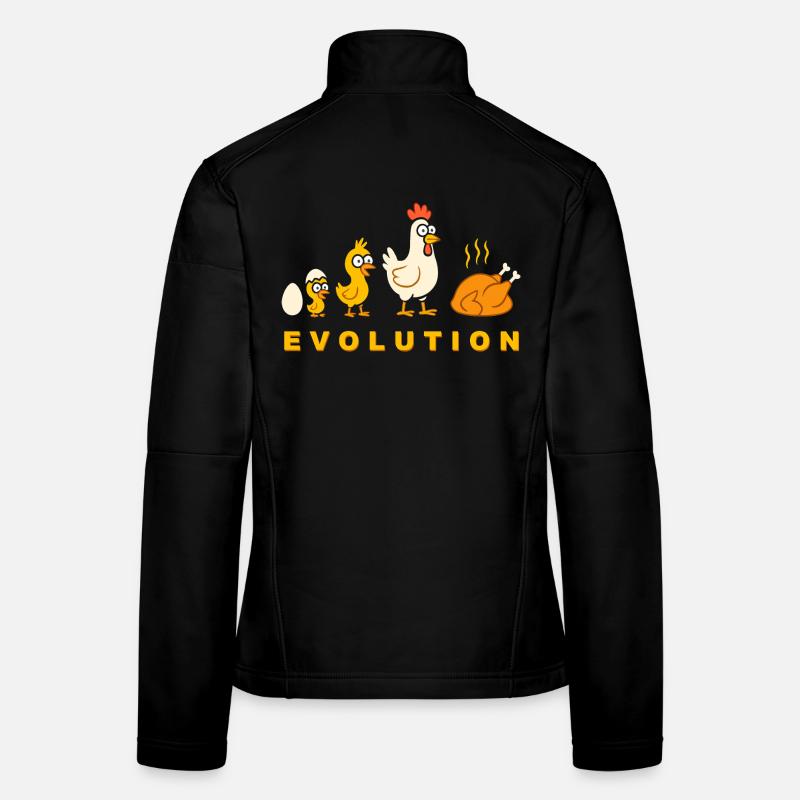 Evolution Hähnchen Broiler Huhn Lustig Frauen Softshelljacke
