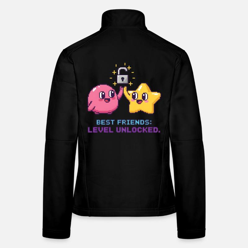 Beste Freunde BFF Pixel Gaming Level Up Frauen Softshelljacke