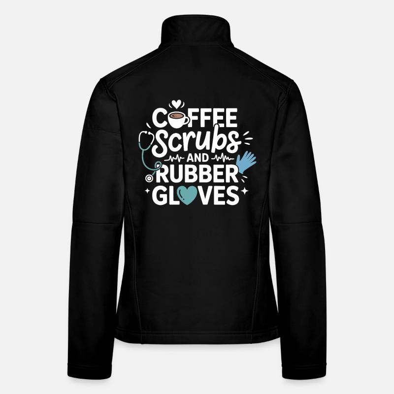 Kaffee Scrubs und Gummihandschuhe Frauen Softshelljacke