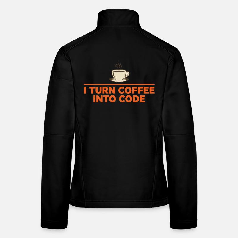 Je transforme le café en code – Programmer Retro Veste en tissu softshell Femme