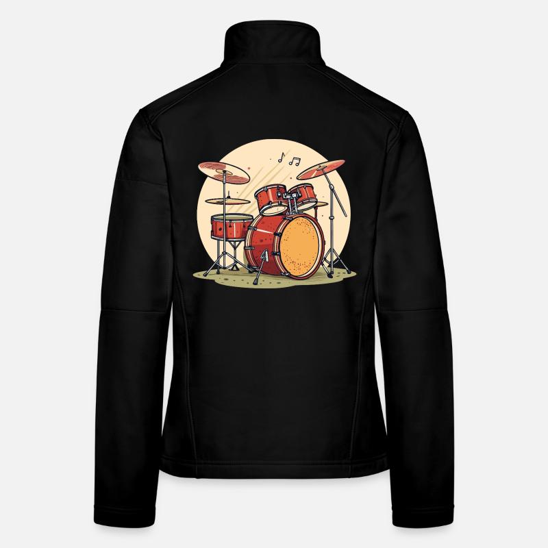 Batterie en aquarelle Instruments de musique Veste en tissu softshell Femme