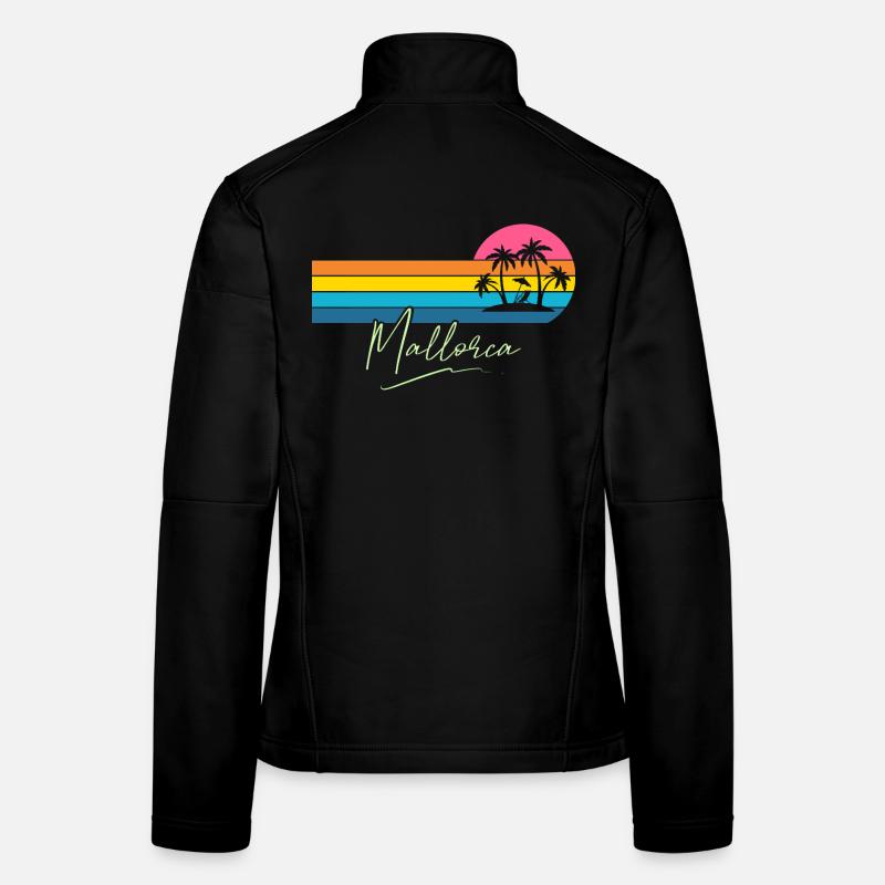 Palmiers de Majorque Coucher de soleil rétro Veste en tissu softshell Femme