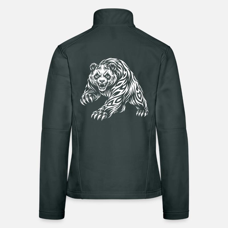 Wild Panda – Tribal Bear Motif Women's Softshell Jacket