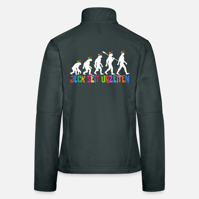 Jeck seit Urzeiten | Evolution Narren, Fastnacht Frauen Softshelljacke