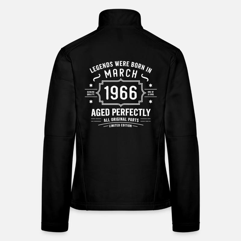 Légendaire depuis mars 60 1966 Anniversaire mars 1966 Veste en tissu softshell Femme
