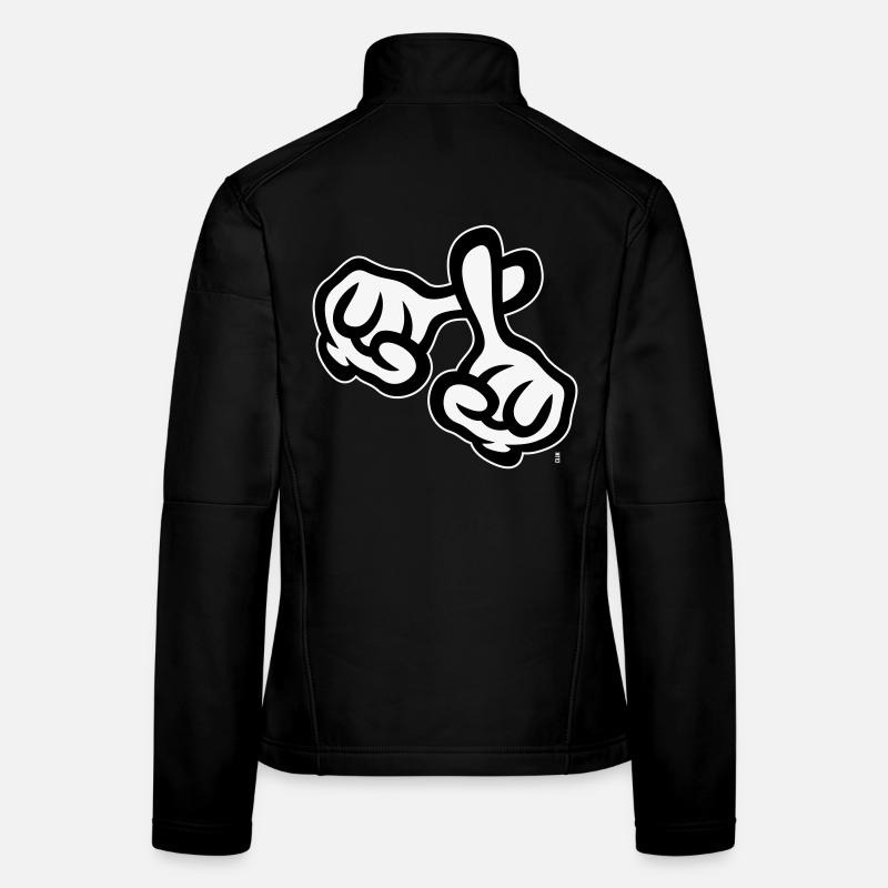 Finger cross (hands / cross / religion / NEG 1C) Women's Softshell Jacket