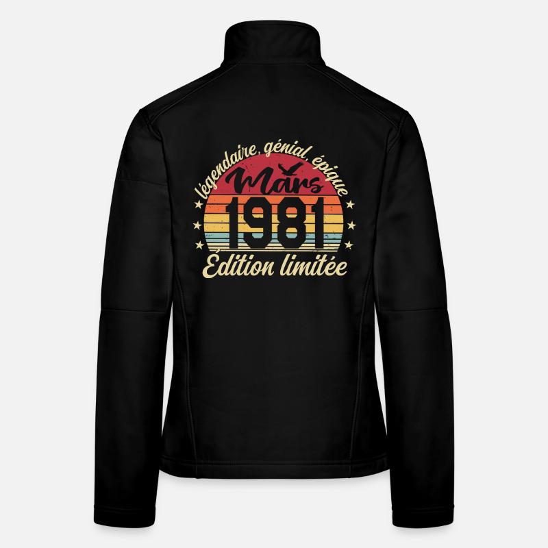 Mars 1981 45 ans Cadeau Anniversaire Mars 1981 Veste en tissu softshell Femme