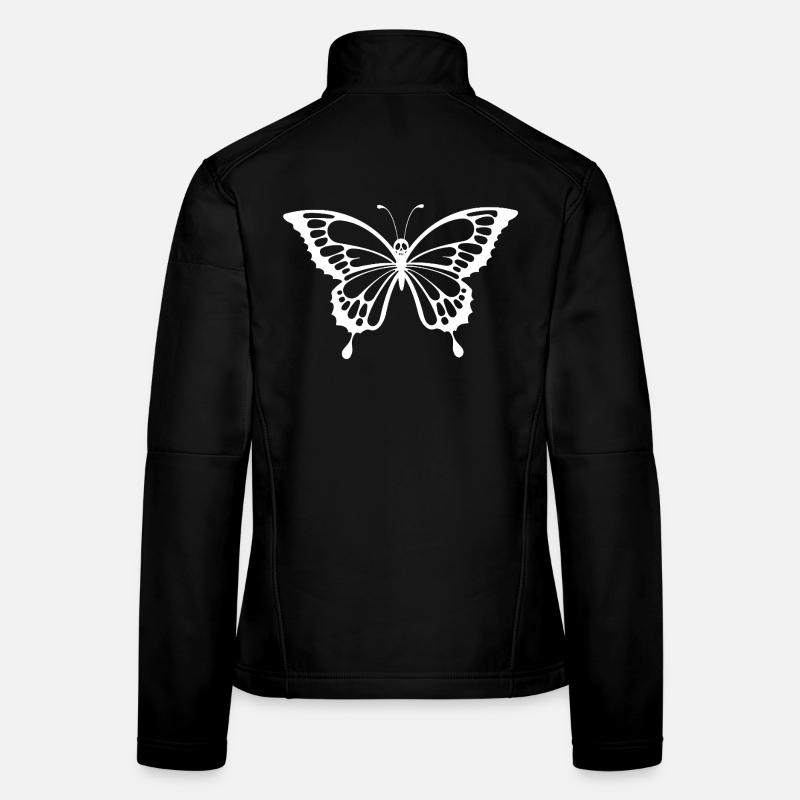 Skull and white butterfly - Women's Softshell Jacket - black