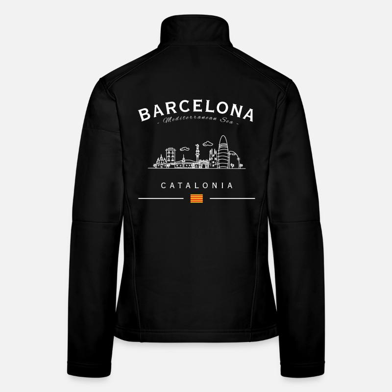 Barcelona Skyline Catalonia Silhouette Frauen Softshelljacke