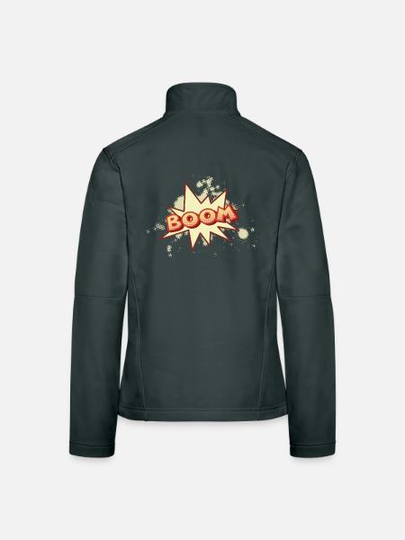 Boom! – Retro Comic Cartoon im Halftone Stil - Frauen Softshelljacke - Schwarz - Hinten