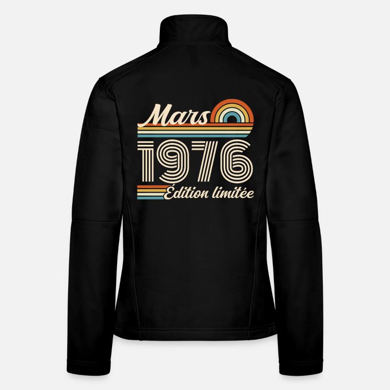 50th Birthday Gift - Born in March 1976 - Women's Softshell Jacket - black