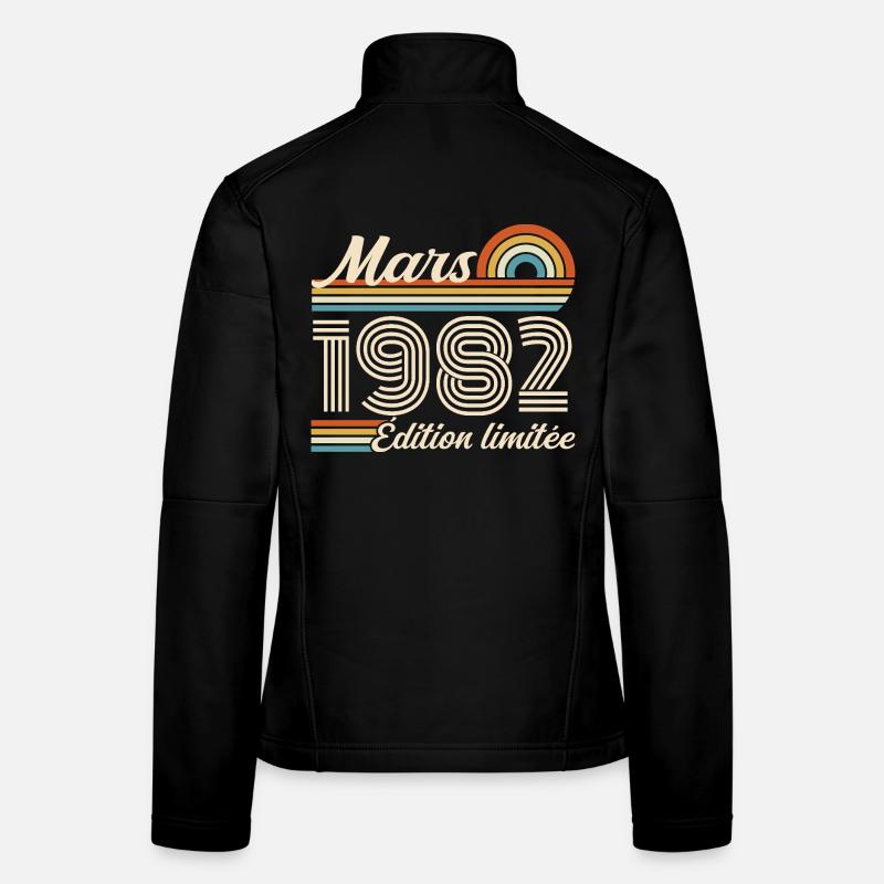 44e Cadeau d’anniversaire - Né en mars 1982 Veste en tissu softshell Femme