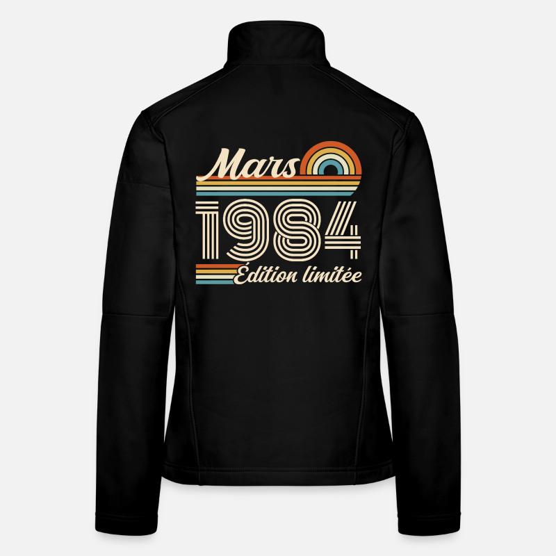 42e Cadeau d’anniversaire - Né en mars 1984 Veste en tissu softshell Femme