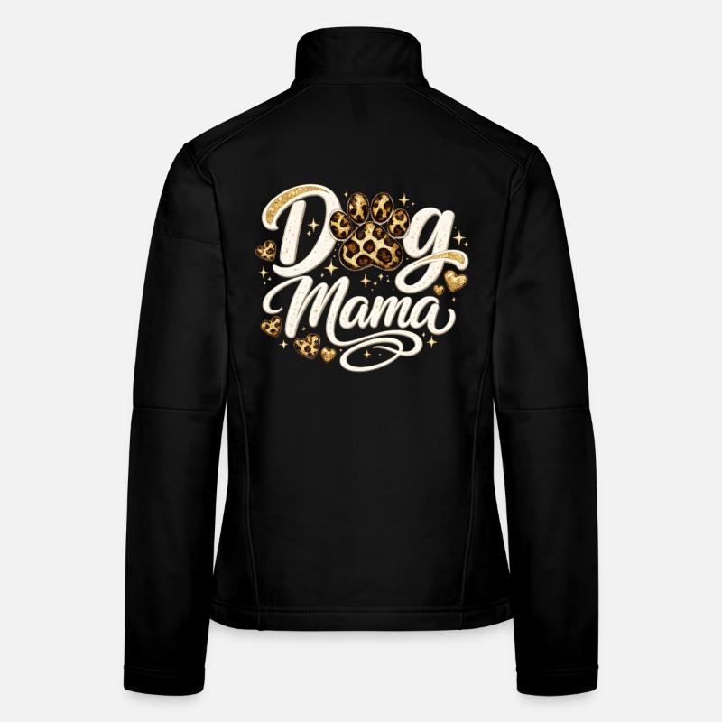 Dog Mama Golden Leopard Pattern Shirt Frauen Softshelljacke