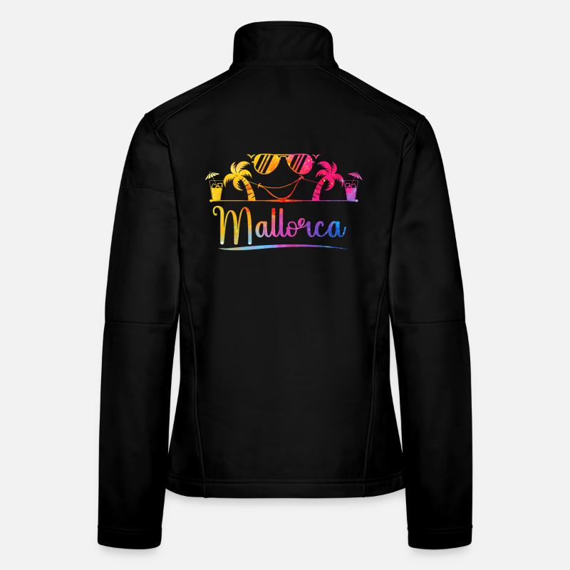 Mallorca Palmen Strand Grafik Frauen Softshelljacke