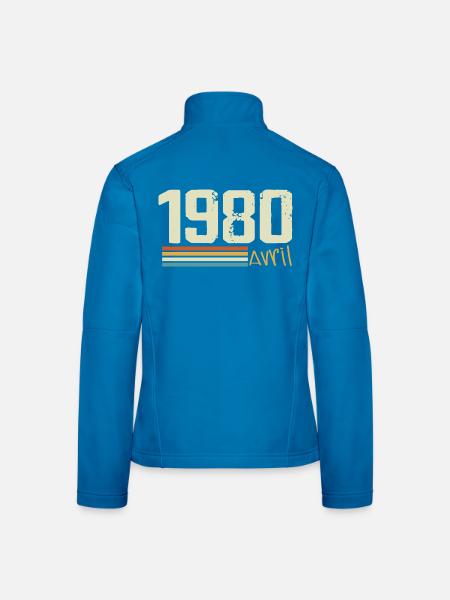 Né en avril 1980 - Veste en tissu softshell Femme - noir - Dos