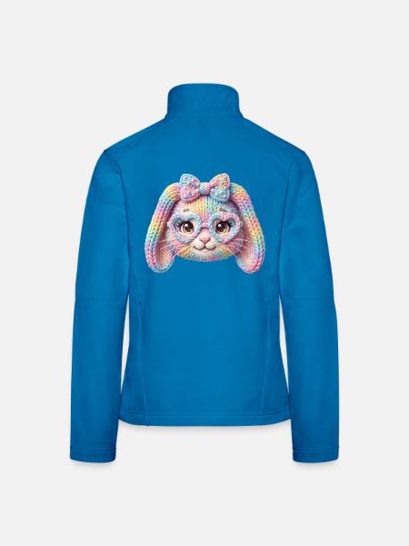 Hase Herzbrille Häschen Pastell Regenbogen Ostern - Frauen Softshelljacke - Schwarz - Hinten