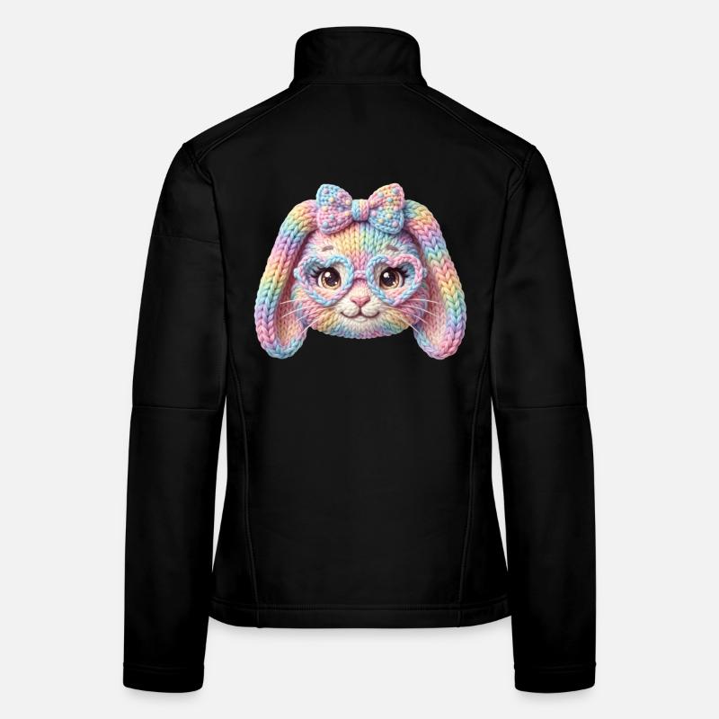 Lunettes en forme de cœur de lapin Pâques en forme de lapin pastel arc-en-ciel Veste en tissu softshell Femme