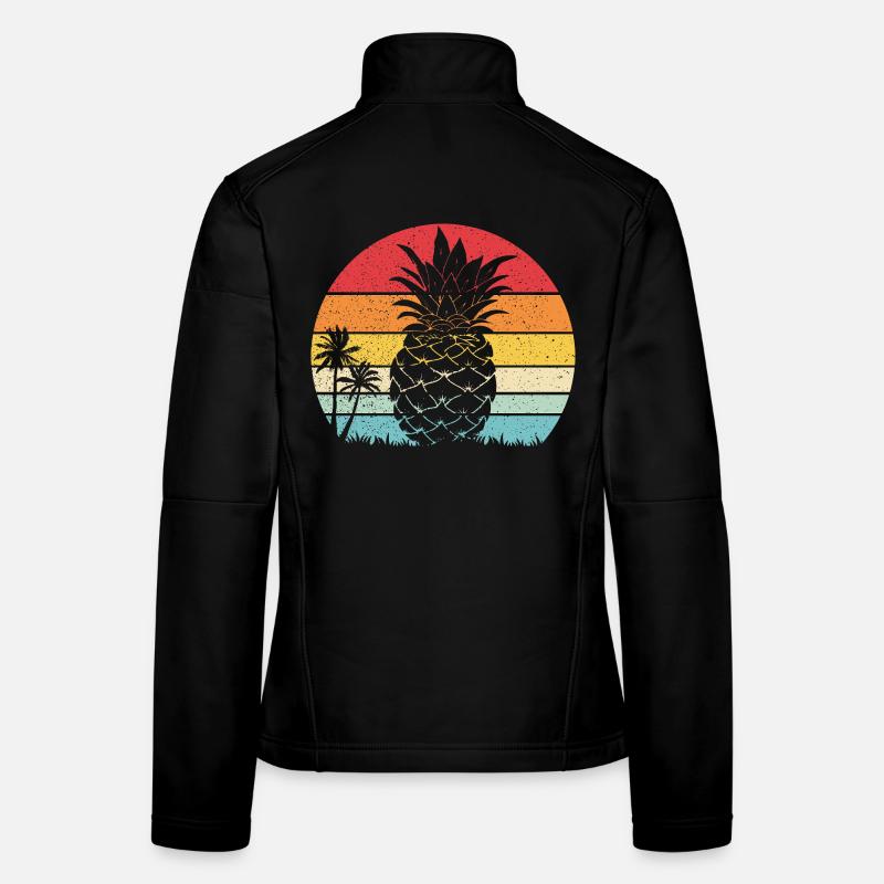 Pineapple Summer Retro Beach Vintage Sunset Women's Softshell Jacket
