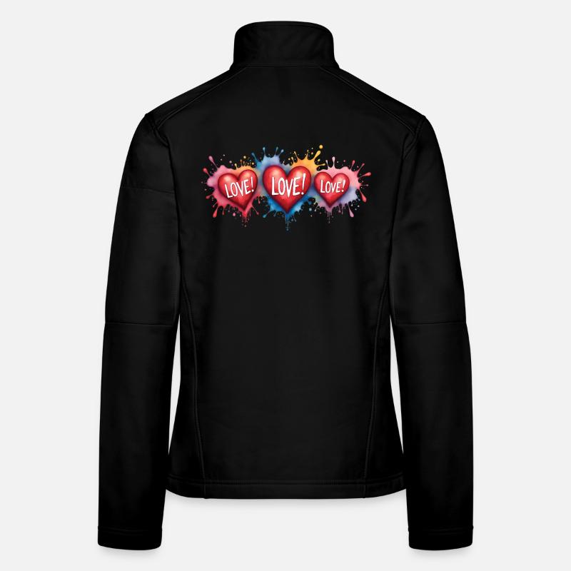 Liebestext Herzenform-Gemälde Druck Frauen Softshelljacke