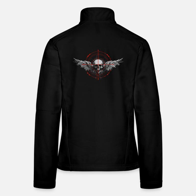 Crâne dans un cercle de cible avec des ailes Veste en tissu softshell Femme