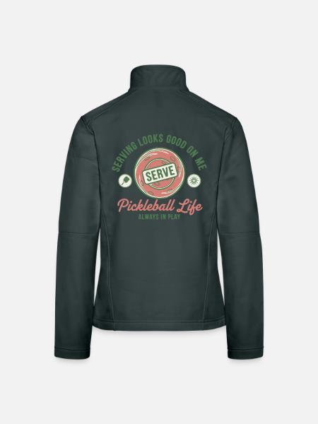 Pickleball-lustiger Spieler liebt Pickleball-Platz - Frauen Softshelljacke - Schwarz - Hinten