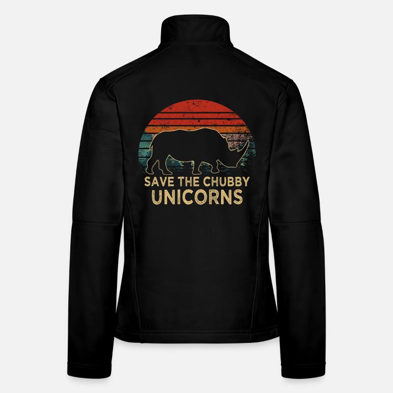 Save The Chubby Unicorns Retro Rhino Slogan Women's Softshell Jacket