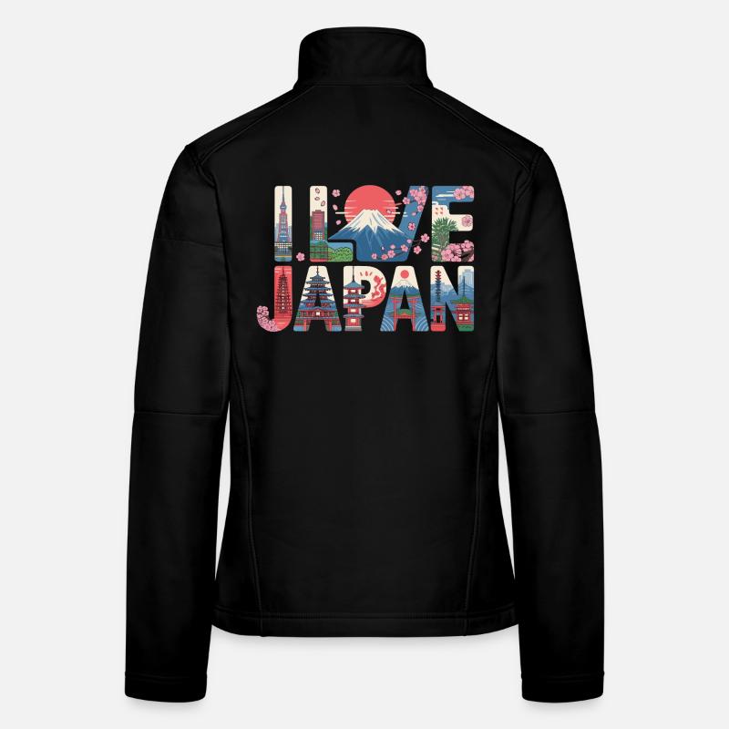 Japan Skyline Kirschblüten Fuji Tempel Urlaub Frauen Softshelljacke