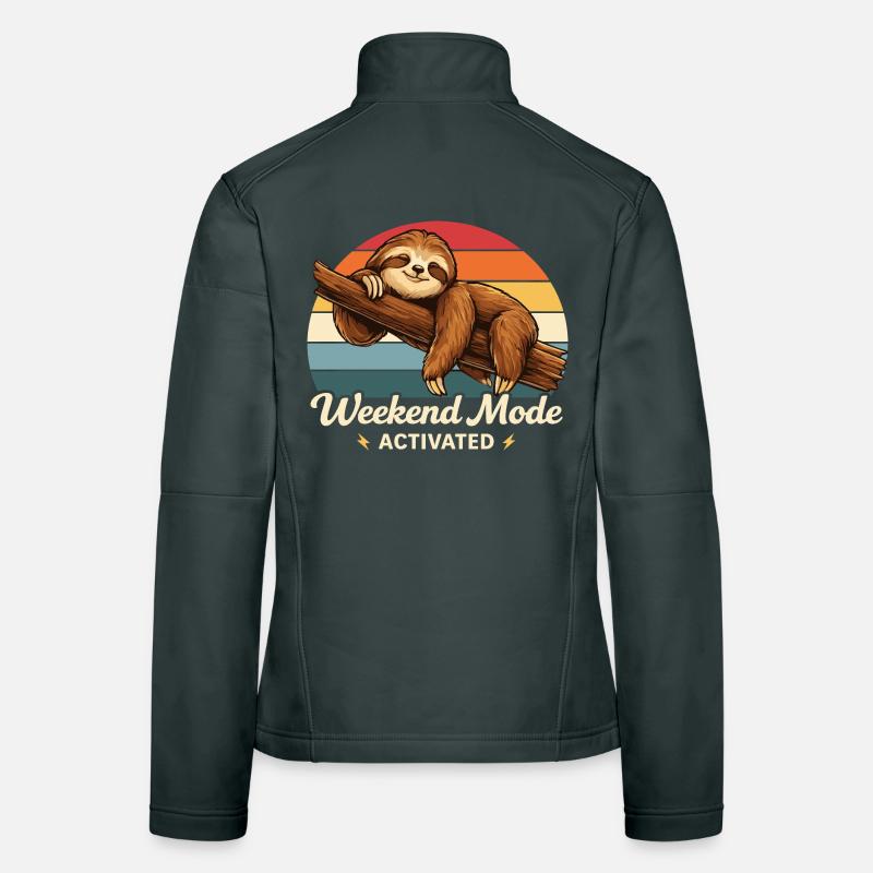 Weekend Mode Activated Sloth Shirt Funny Women's Softshell Jacket