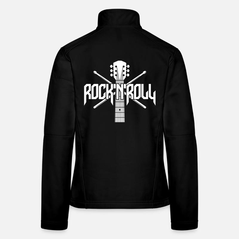 Rock 'N' Roll Logo with Guitar and Drumsticks Women's Softshell Jacket