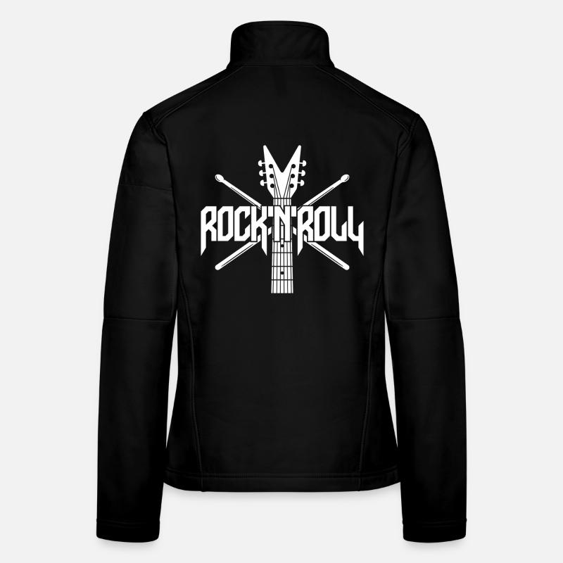 Rock 'N' Roll Guitar and Drumsticks Logo Women's Softshell Jacket