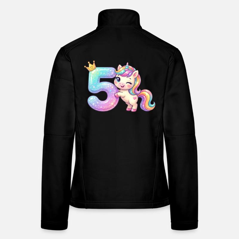 Ich bin 5 Kawaii Einhorn Mädchen Geburtstag Frauen Softshelljacke