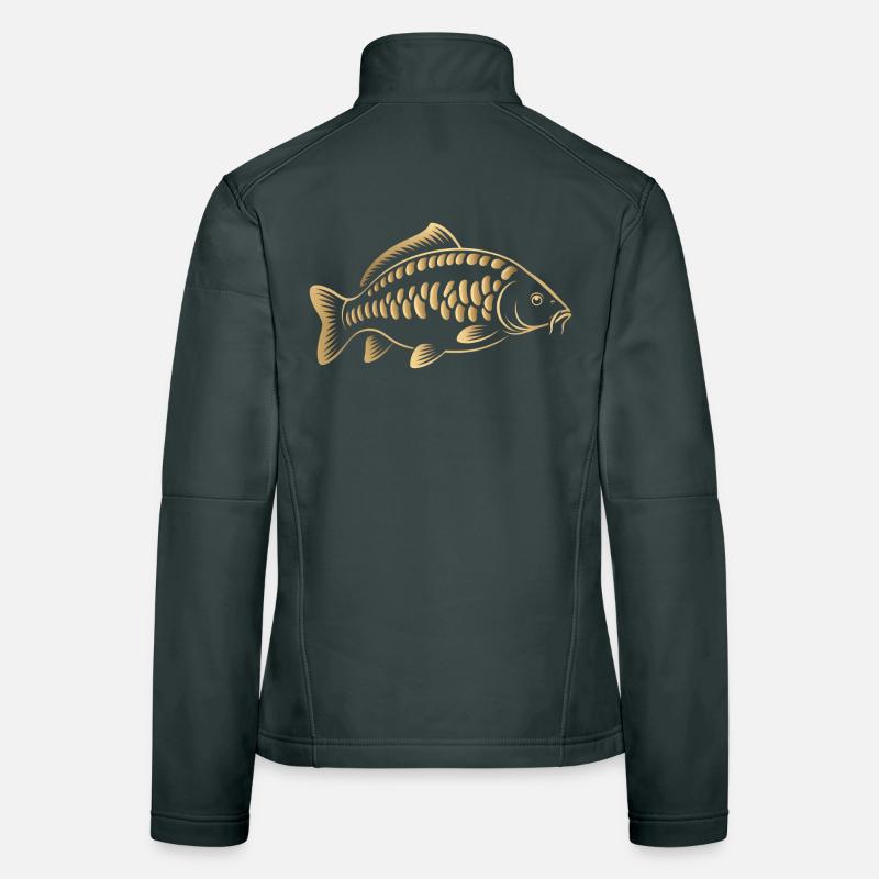 Carp Fish : design minimaliste de pêche Veste en tissu softshell Femme
