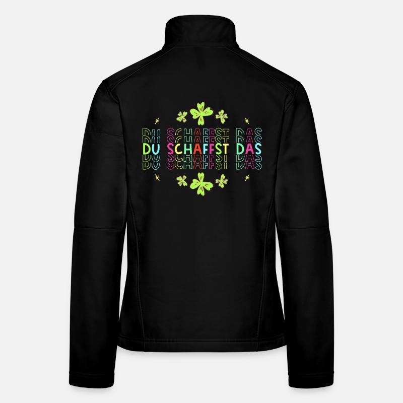 Du schaffst das! Glücksbringer Glücksklee neon Frauen Softshelljacke