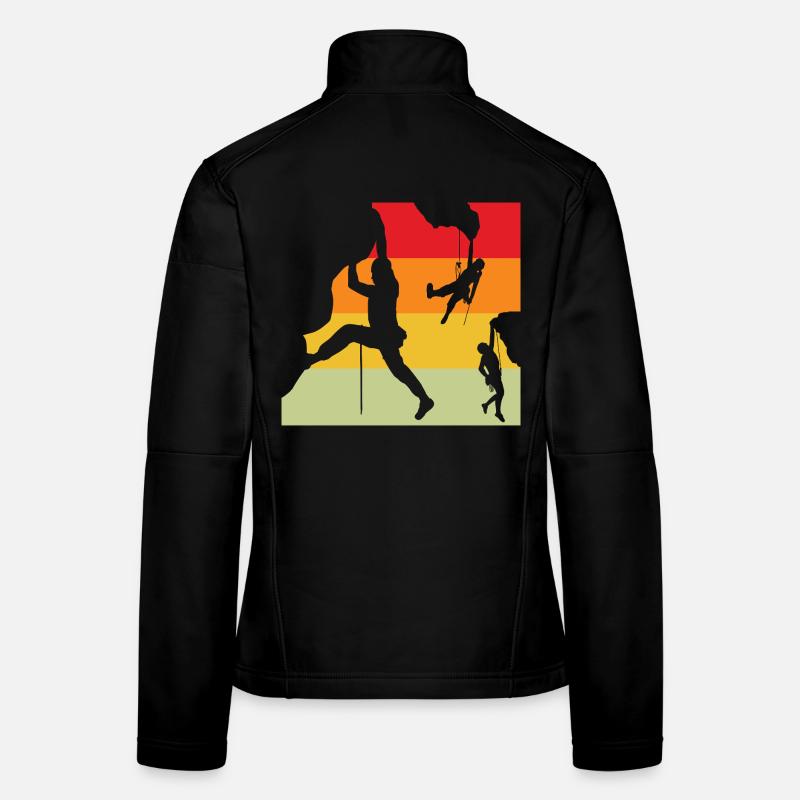 Silhouettes rétro des grimpeurs au coucher de soleil Veste en tissu softshell Femme