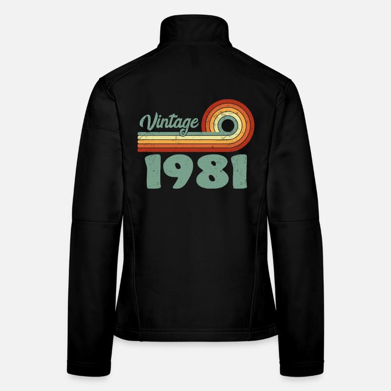 Vintage 1981 Birthday Mountain Retro 1981 Women's Softshell Jacket