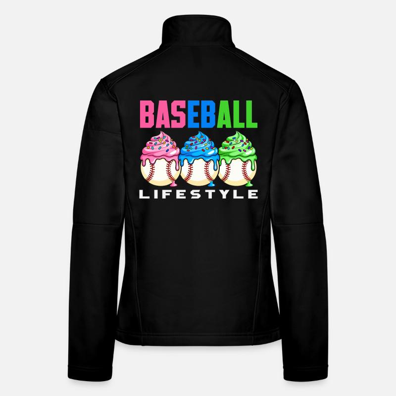 Mode de vie de baseball Cupcakes sucrés Veste en tissu softshell Femme