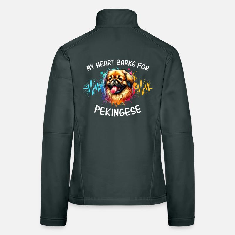 Pekingese Heart Line Women's Softshell Jacket