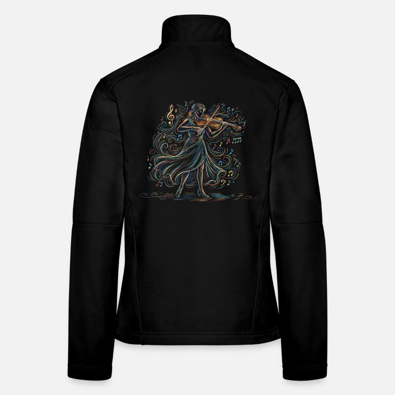 Female Violinist Playing Violin Drawing Art Women's Softshell Jacket