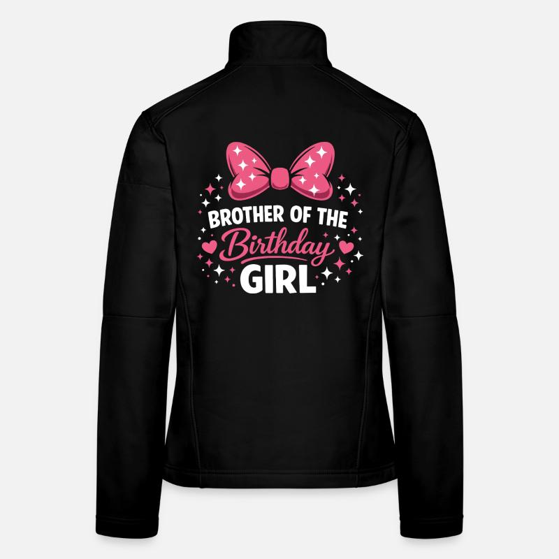 Girl's Birthday Design - Magic Pink Bow and E Women's Softshell Jacket