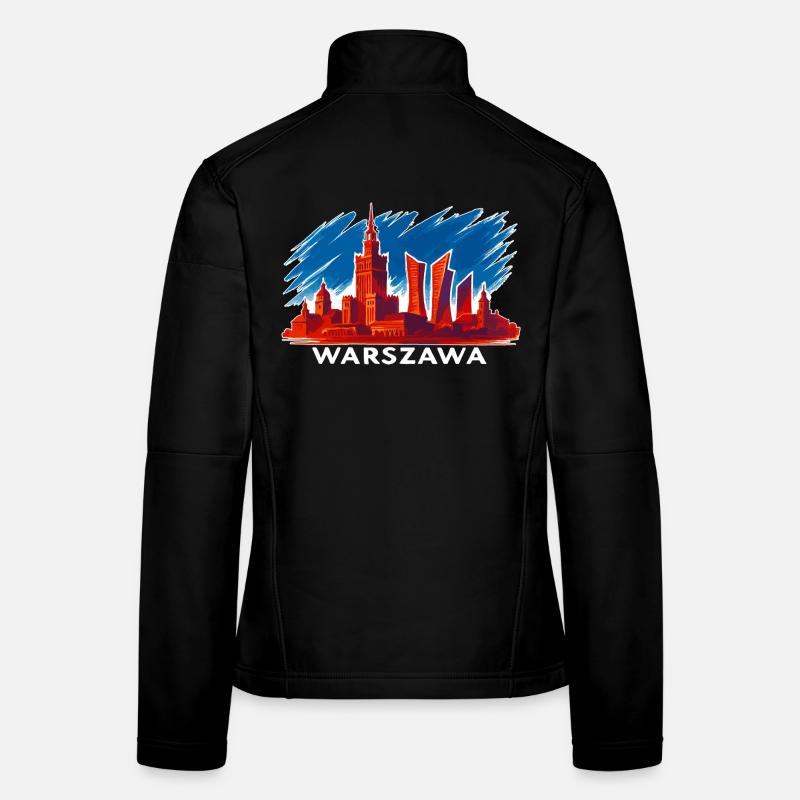 Warschau Skyline Kunst – Warszawa Silhouette Frauen Softshelljacke