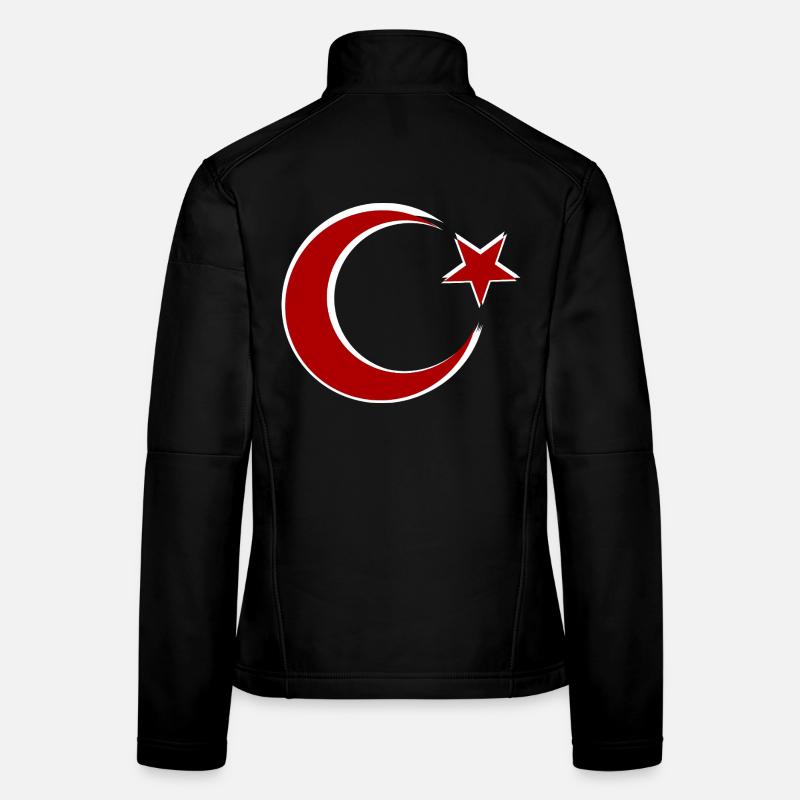 Motif de l’étoile de la Lune rouge Dinde Veste en tissu softshell Femme