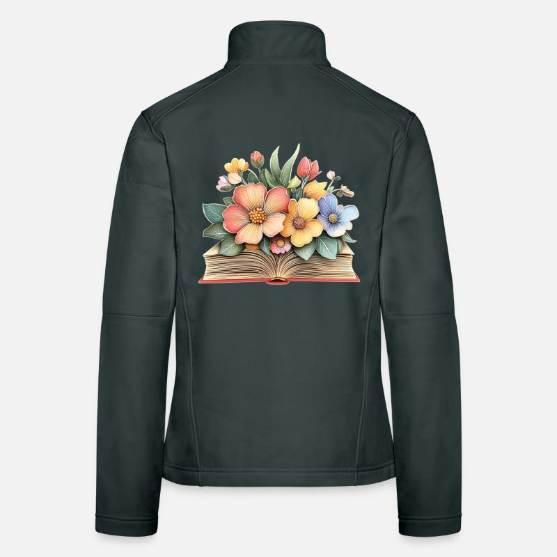 Livre fleuri Veste en tissu softshell Femme