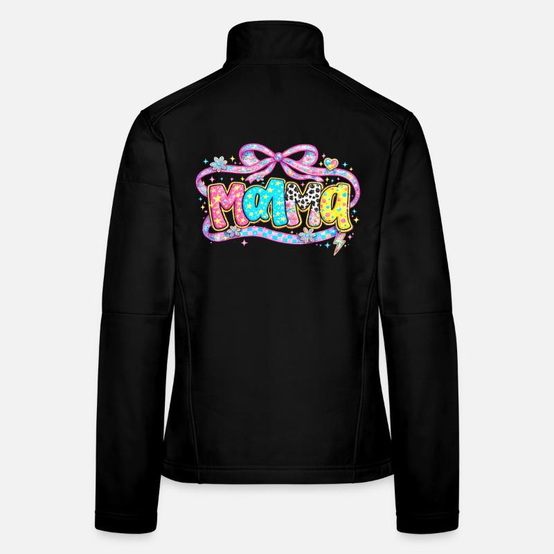Mom Gift: Retro Mama Visual and Glitter Women's Softshell Jacket